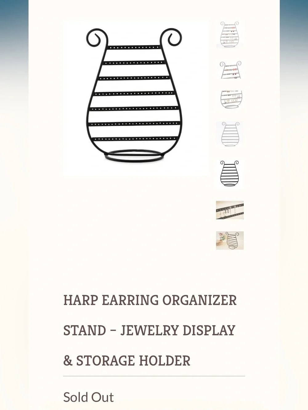 2 MANGO STEAM HARP EARRING ORGANIZER STAND -JEWELRY DISPLAY & STORAGE HOLDER